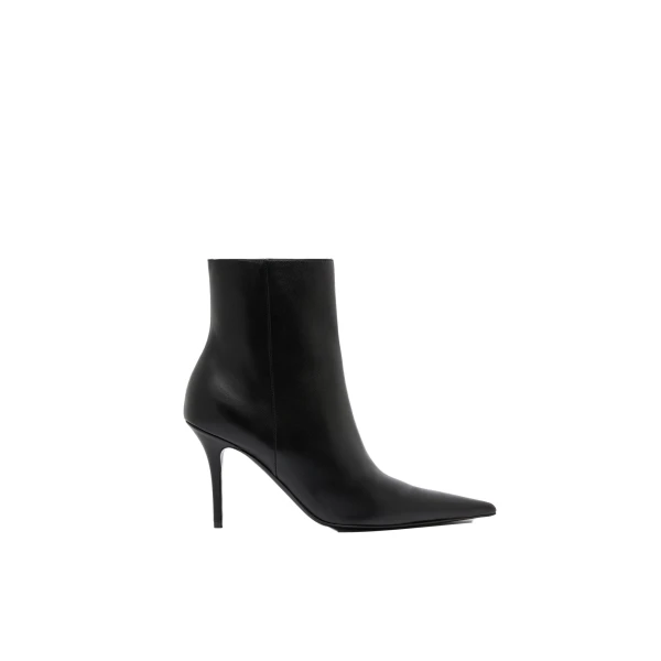 Amina Muaddi Barbara Bootie 90 in Black Nappa