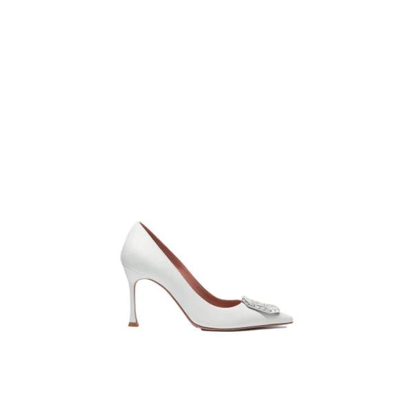 Camelia Pump 90 in White Nappa