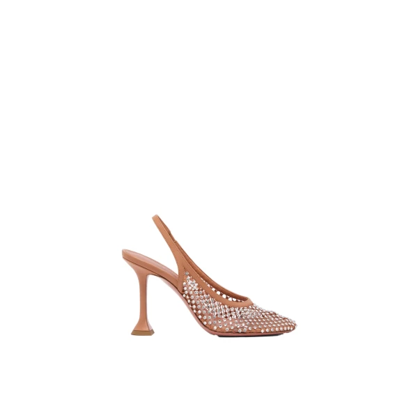 Dolly Net Sling 95 in Latte Nappa and White Crystals