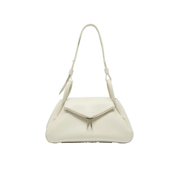 Amina Muaddi Gemini Shoulder Bag in Almond Nappa