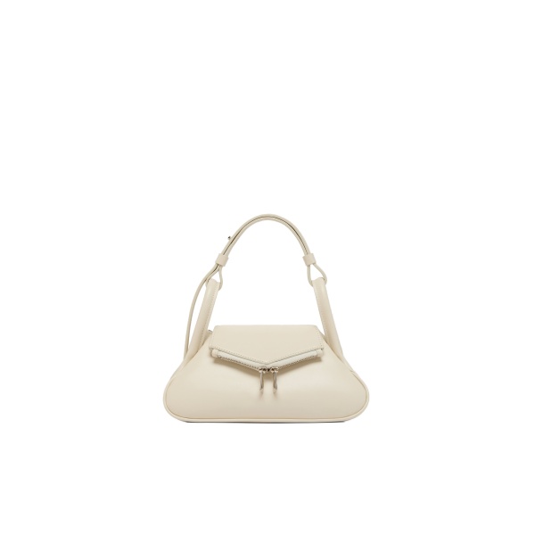 Amina Muaddi Gemini Small Bag in Almond Nappa