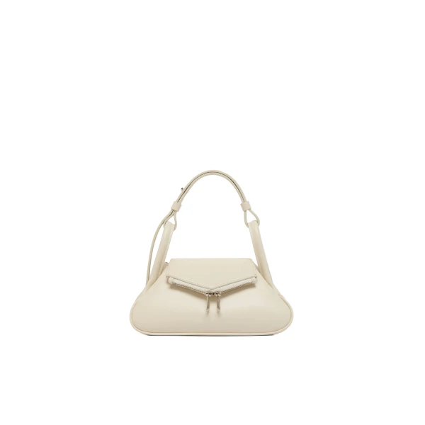 Amina Muaddi Gemini Small Bag in Almond Nappa