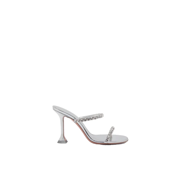 Gigi Slipper 95 in Silver Mirror and White Crystals