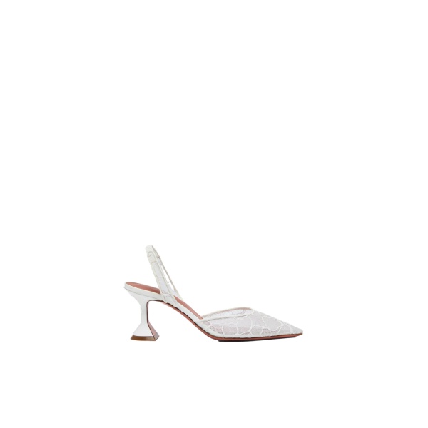 Amina Muaddi Holli Lace Sling 70 in Ivory Lace