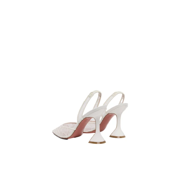 Amina Muaddi Holli Lace Sling 95 in Ivory Lace, view 5