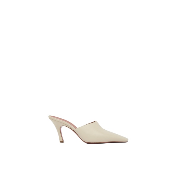 Amina Muaddi Jamie Mule 80 in Almond Nappa