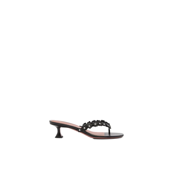 Janis Slipper 45 in Black Nappa and White Crystals