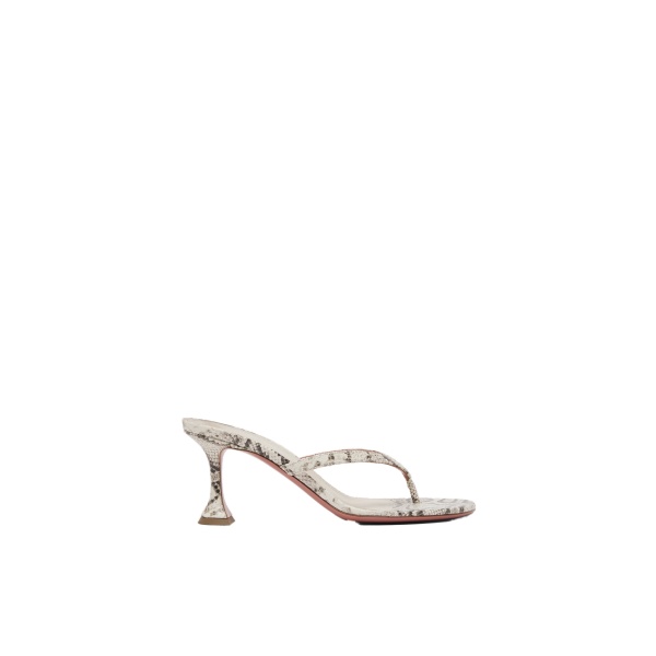Amina Muaddi Juliette Thong Slipper 70 in Natural Printed Snake