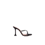 Amina Muaddi Sally Slipper 95 in Black Satin and White Crystals