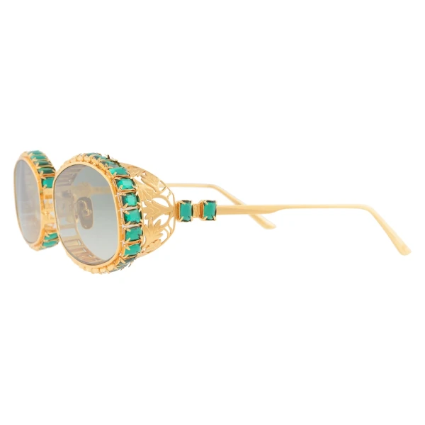 Billion $ Boo Sunglasses in Gold Emerald - Image 2