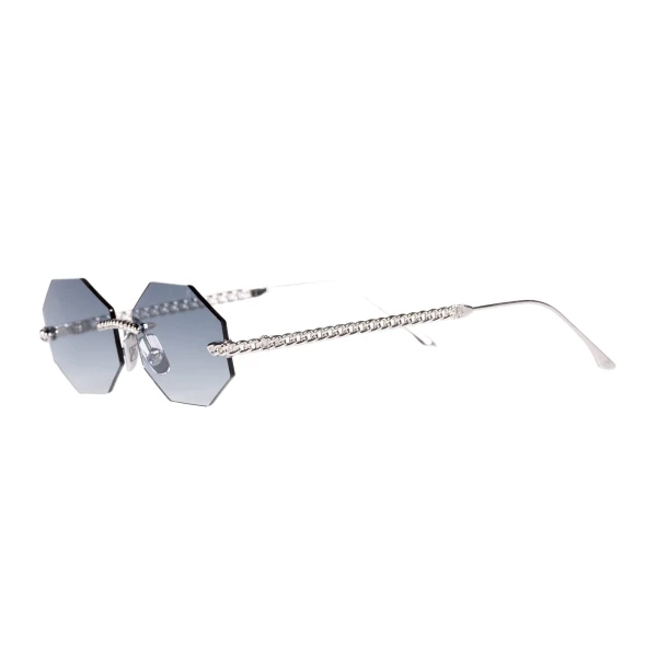 Chain Nest Sun Octagonal Sunglasses in White Gold Grey - Image 2