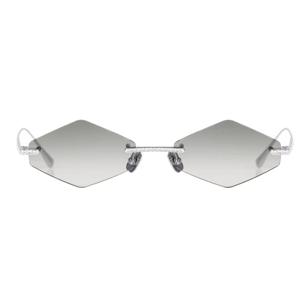 Anna-Karin Karlsson Crystal Nest Triangle Sunglasses in White Gold Green