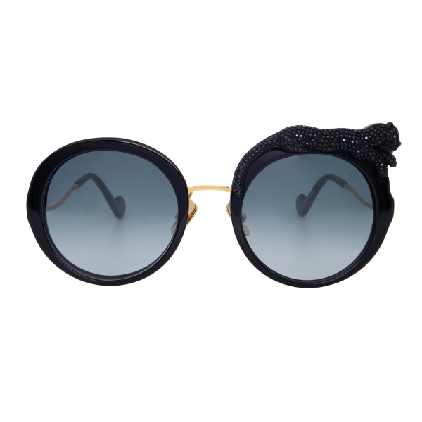 Anna-Karin Karlsson Rose et la Roue Sun Sunglasses in Black Crystal