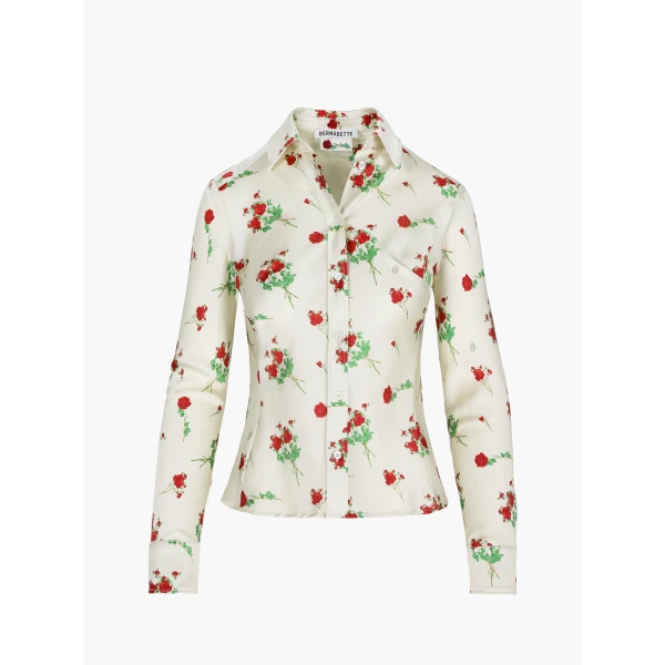 Dara Shirt in Lingerie Roses Red on Cream - Image 2