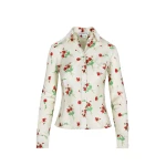 Bernadette Dara Shirt in Lingerie Roses Red on Cream | Tops | Coveti