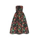 Bernadette Dress Dette in Rosebranches Red on Black | Dresses | Coveti