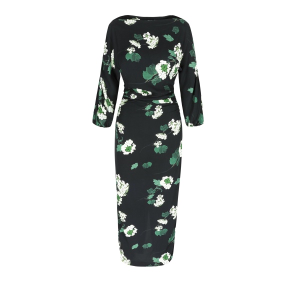 Bernadette Dress Ezra in Hydrangea Green on Black | Dresses | Coveti