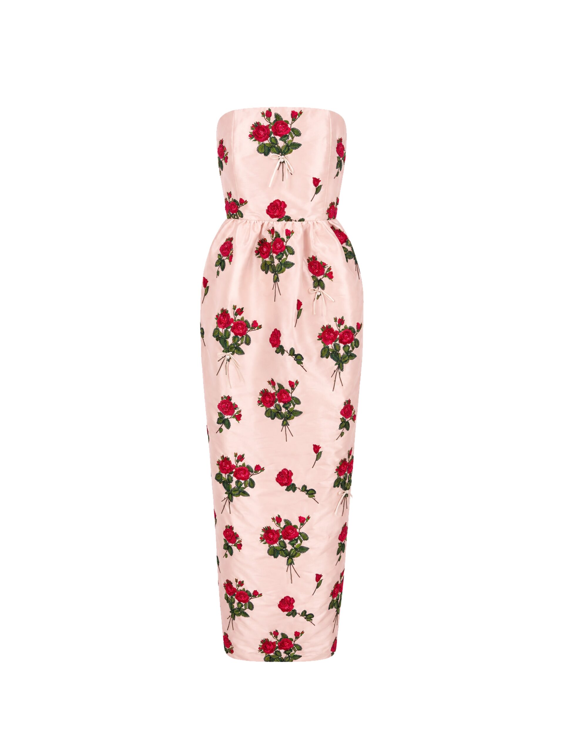 Bernadette Dress Lena Embroidered in Red Bouquet Embroidery on Pink | Dresses | Coveti Bernadette Dress Lena Embroidered in Red Bouquet Embroidery on Pink | Dresses | Coveti