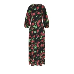 Bernadette Dress Roxette in Rosebranches Red on Black | Dresses | Coveti