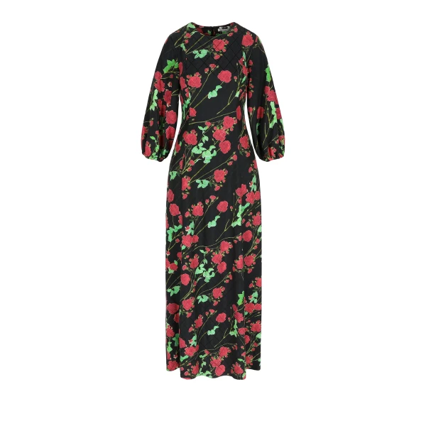 Dress Roxette in Rosebranches Red on Black