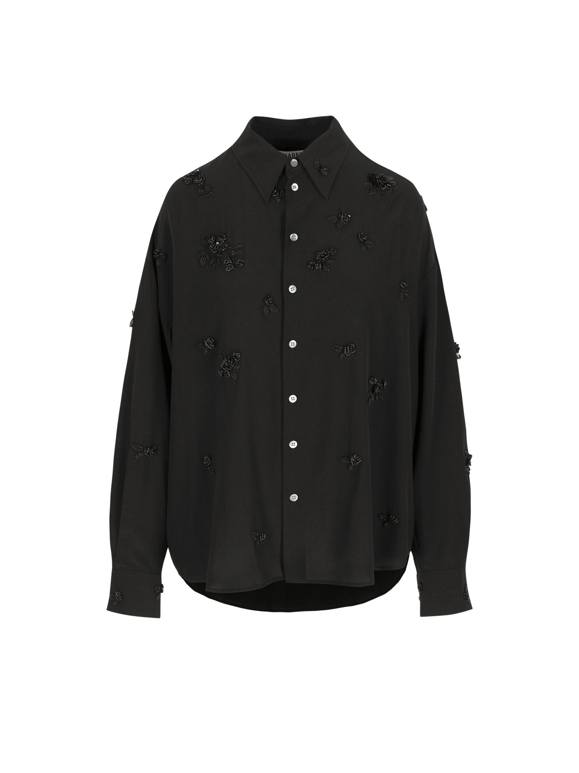 Bernadette Everett Shirt Lingerie Embroidered in Black Lingerie Rose Embroidery on Black Bernadette shirt