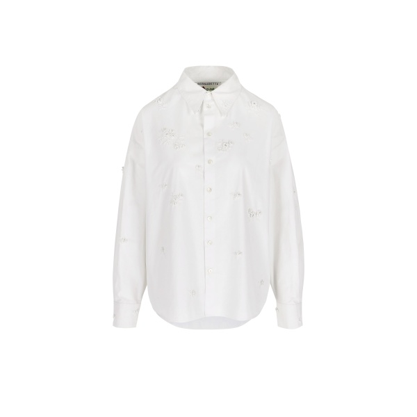 Everett Shirt Lingerie Embroidered in White Lingerie Rose Embroidery on Optic White