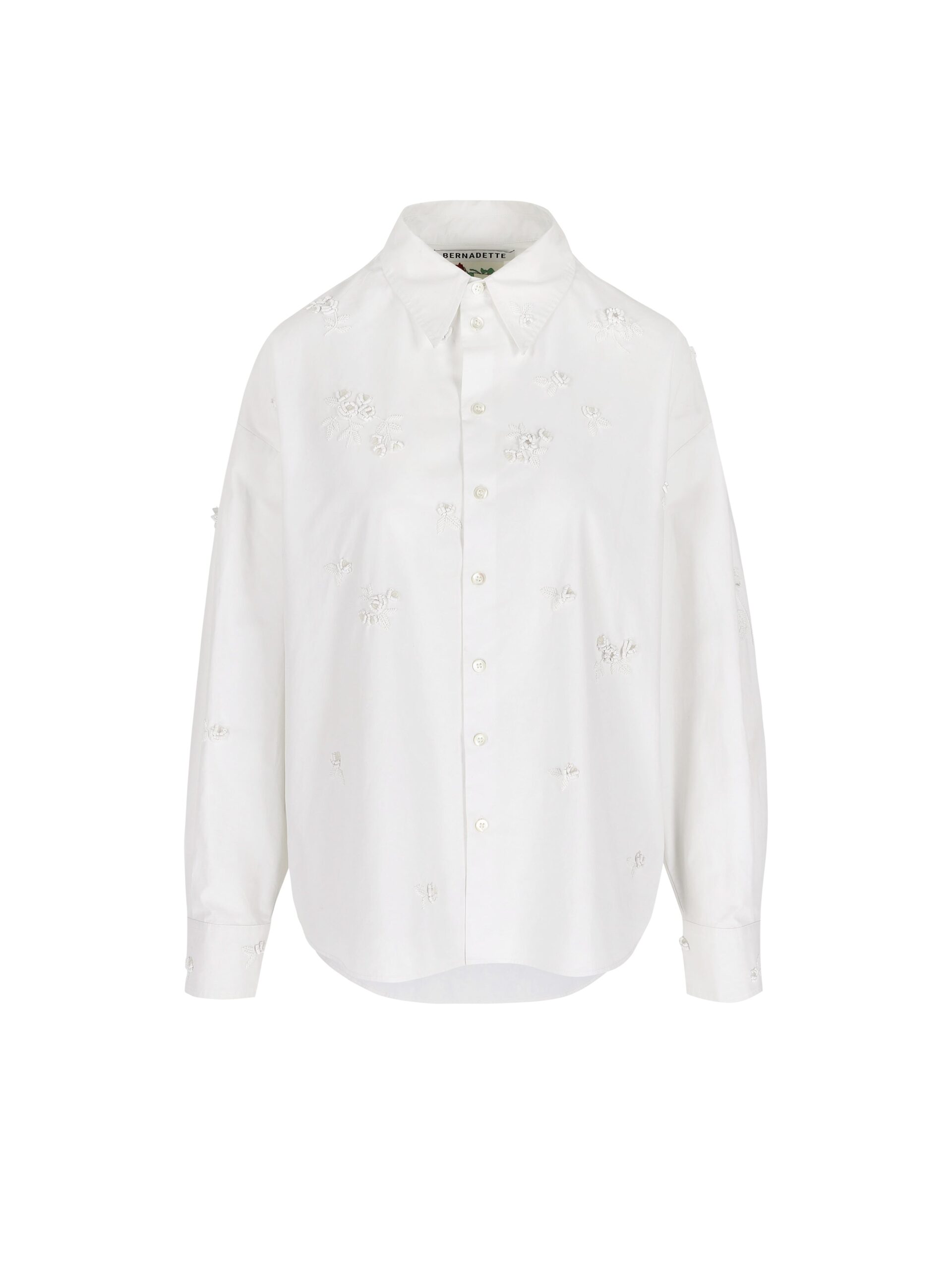 Bernadette Everett Shirt Lingerie Embroidered in White Lingerie Rose Embroidery on Optic White | Tops | Coveti Bernadette Everett Shirt Lingerie Embroidered in White Lingerie Rose Embroidery on Optic White | Tops | Coveti