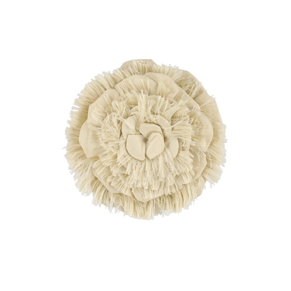 Bernadette Frayed Camellia Brooch in Cream | Jewelry | Coveti