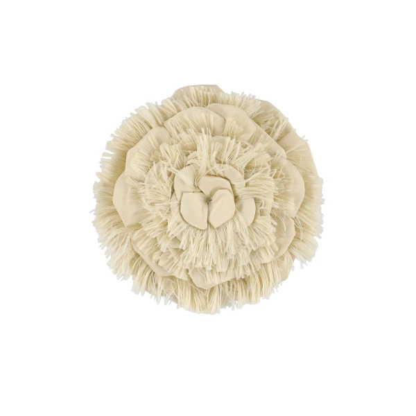 Frayed Camellia Brooch in Cream