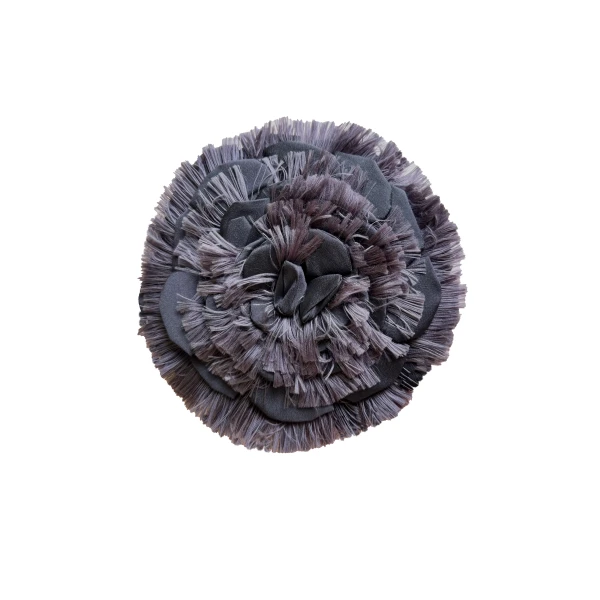 Frayed Camellia Brooch in Plum