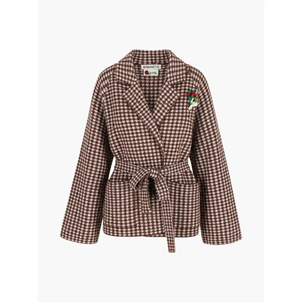 Kallas Robe in Brown and Pink Gingham Knit - Image 2