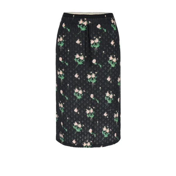Katia Skirt in Lingerie Roses Pink on Black
