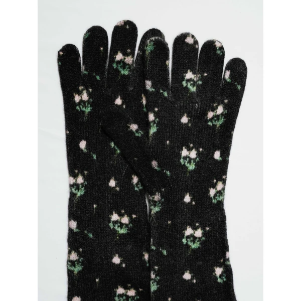 Lingerie Rose Cashmere Gloves in Black - Image 3