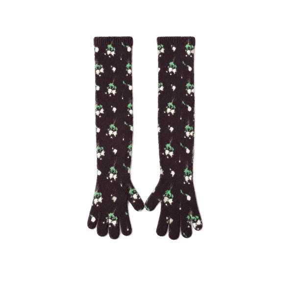 Lingerie Rose Cashmere Gloves in Black