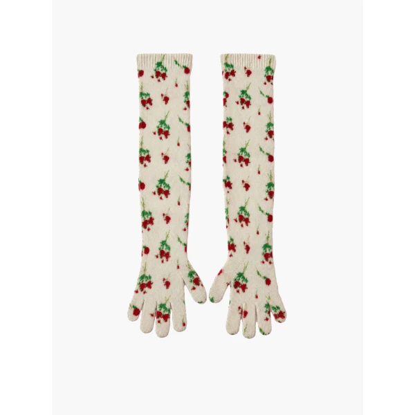 Lingerie Rose Cashmere Gloves in Cream - Image 2