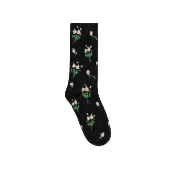 Lingerie Rose Cashmere Socks in Black