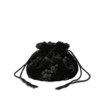 Bernadette Round Bag Embroidered in Black Lingerie Rose Embroidery on Black | Bags | Coveti