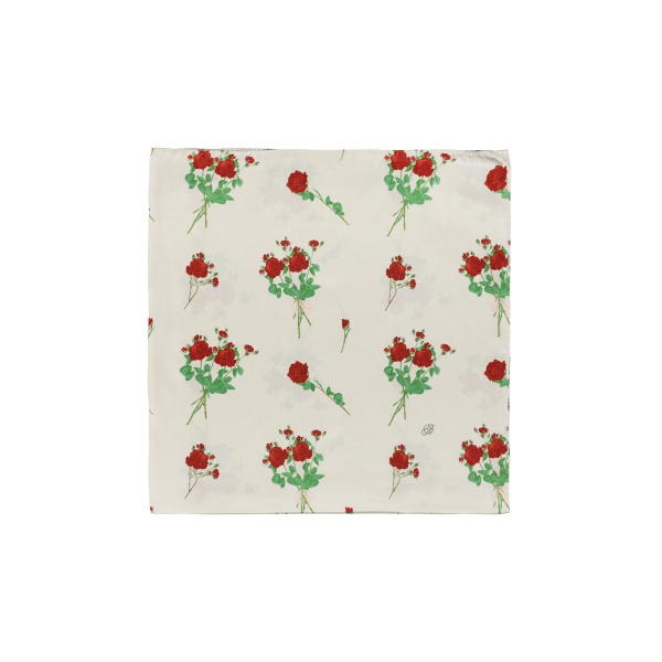 Bernadette Silk Scarf in Lingerie Roses Red on Cream | Accessories | Coveti
