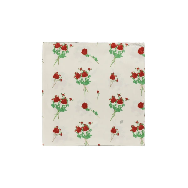 Bernadette Silk Scarf in Lingerie Roses Red on Cream | Accessories | Coveti