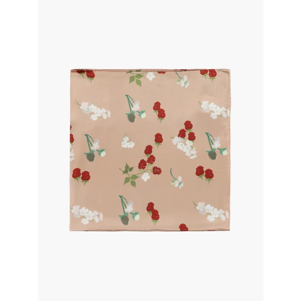 Silk Scarf in Red Berries on Pink - Image 2