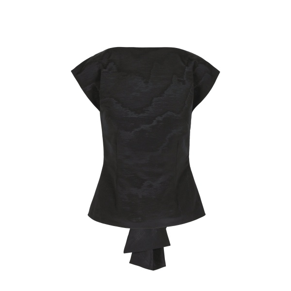 Bernadette Top Atticus in Black Moire | Tops | Coveti