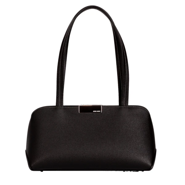 Ateliers Auguste Passy East West Silver Edition in Black Pebble Leather bag