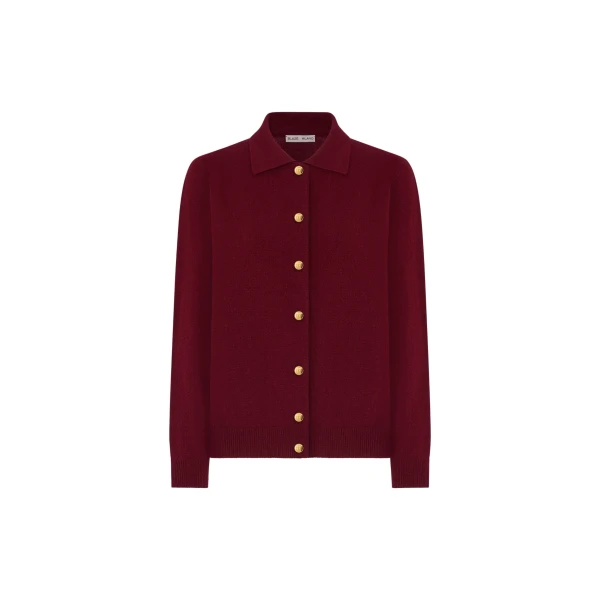 Highland Ines Polo Cardigan in Highland Bordeaux