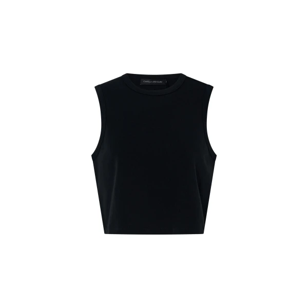 Alba Crop Rib Tank in Black