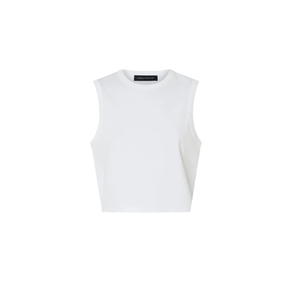 Alba Crop Rib Tank in Soft White