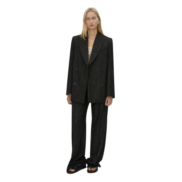 Camilla and Marc Alvar Double Breasted Blazer in Black and White Stripe