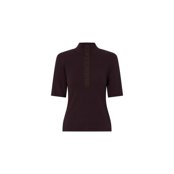 Camilla and Marc Aubrey Elbow Sleeve Rib Top in Hickory | Tops | Coveti