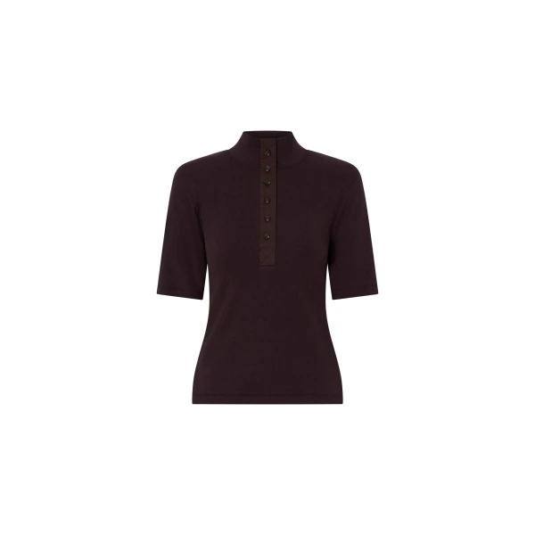 Aubrey Elbow Sleeve Rib Top in Hickory