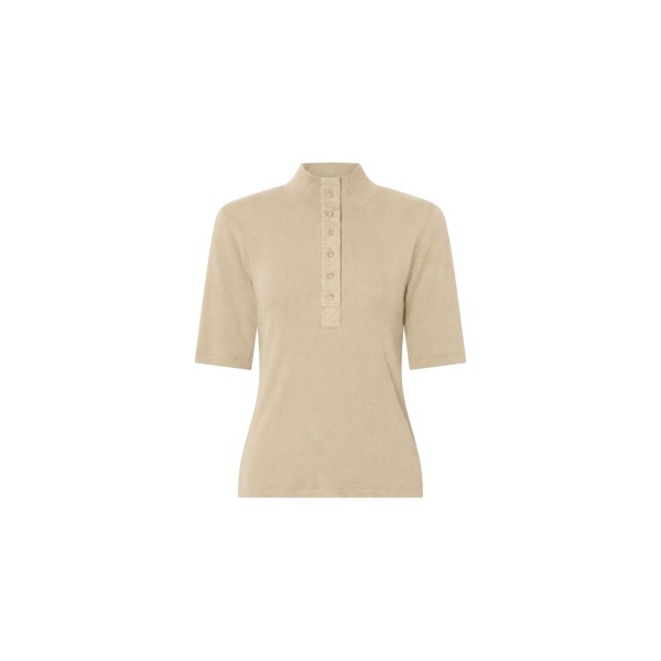 Camilla and Marc Aubrey Elbow Sleeve Rib Top in Latte | Tops | Coveti