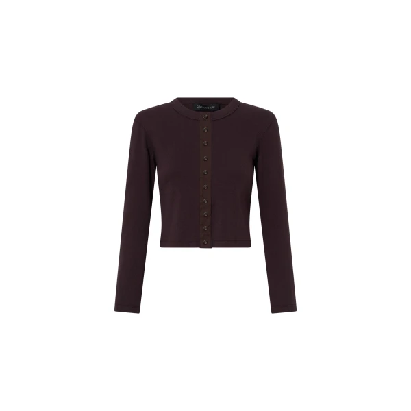 Aubrey Long Sleeve Rib Top in Hickory